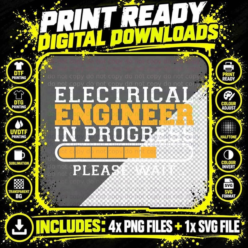 Electrical Engineer in Progress Please Wait Png SVG Digital Bundle