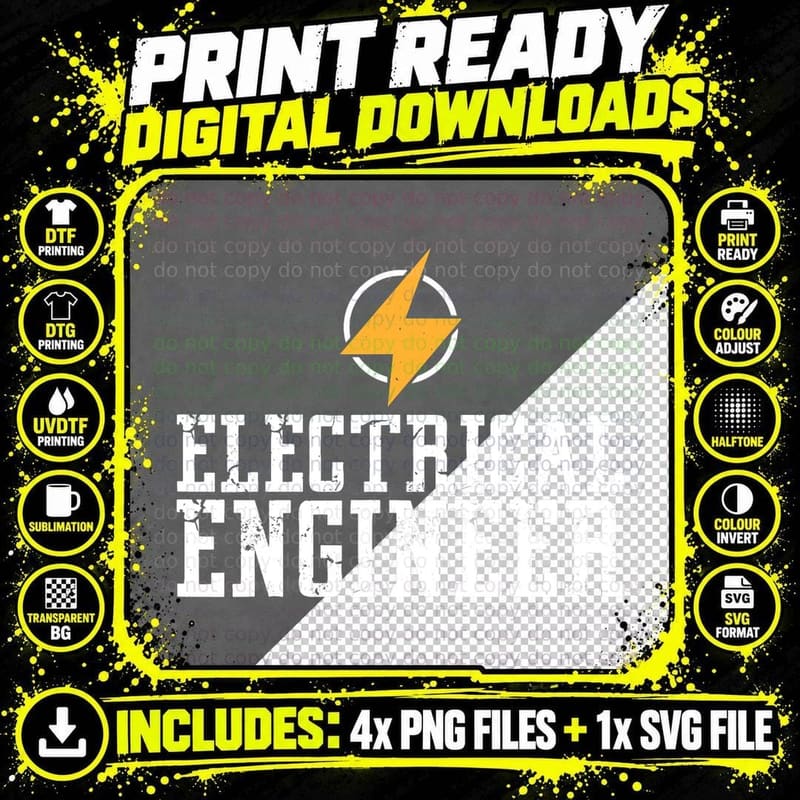 Electrical Engineer, Electricians Men Women T-Shirt Png SVG Digital Bundle
