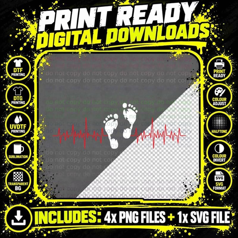 Heartbeat Footprint Chiropodist Foot Doctor Podiatrist Png SVG Digital Bundle