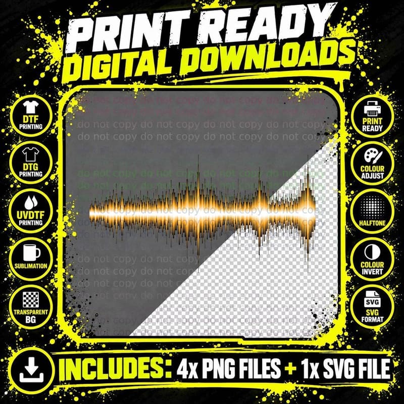 Orange Audio Waveform T - Audio Engineer T-Shirt Png SVG Digital Bundle