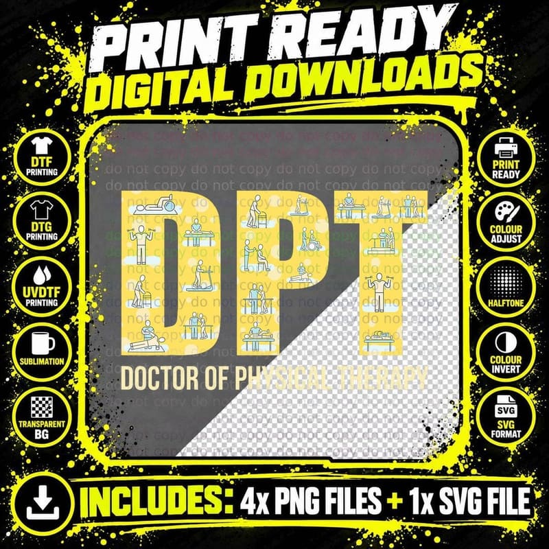 Physical Therapist Gift DPT Doctor of Physical Therapy Png SVG Digital Bundle