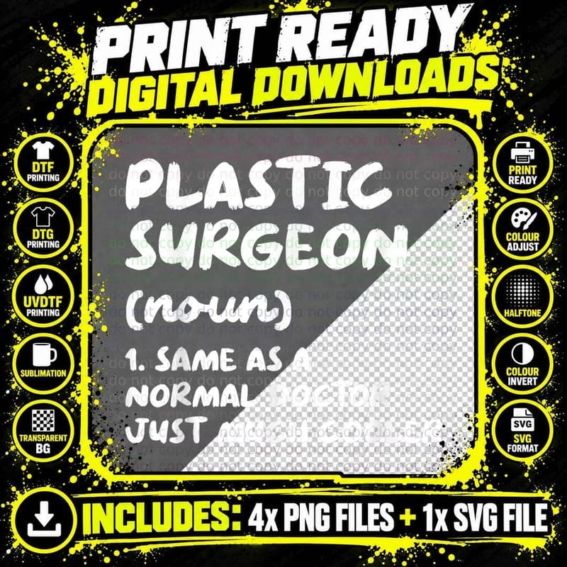 Plastic Surgeon Definition Doctor T-Shirt Png SVG Digital Bundle