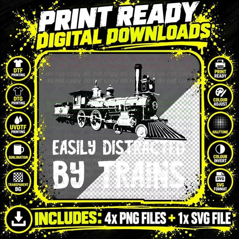 Railroad Easily Distructed Engineer Engine Conductor Png SVG Digital Bundle