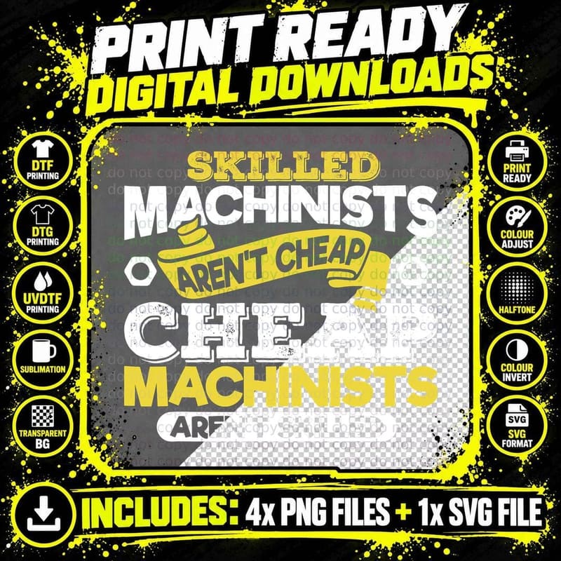 Skilled Machinist Mate and Engineer - CNC Machinist Png SVG Digital Bundle