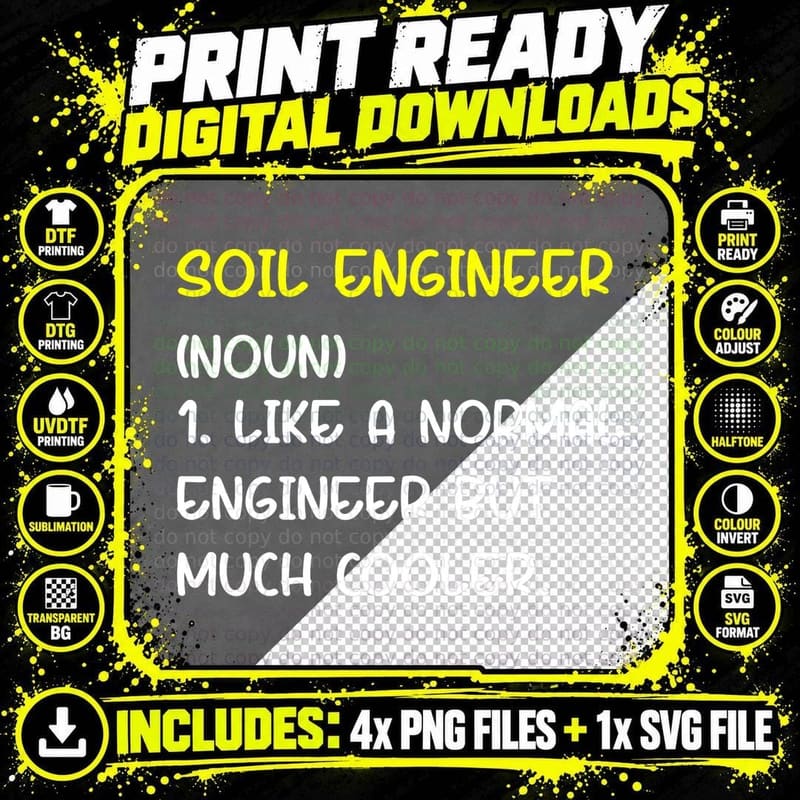 Soil Engineer Definition T-Shirt Png SVG Digital Bundle