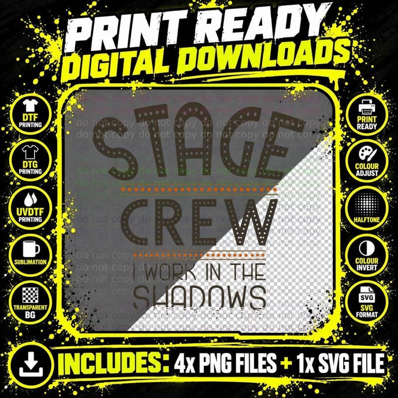 Stage Crew We Work in the Shadows Sound Engineer and Png SVG Digital Bundle