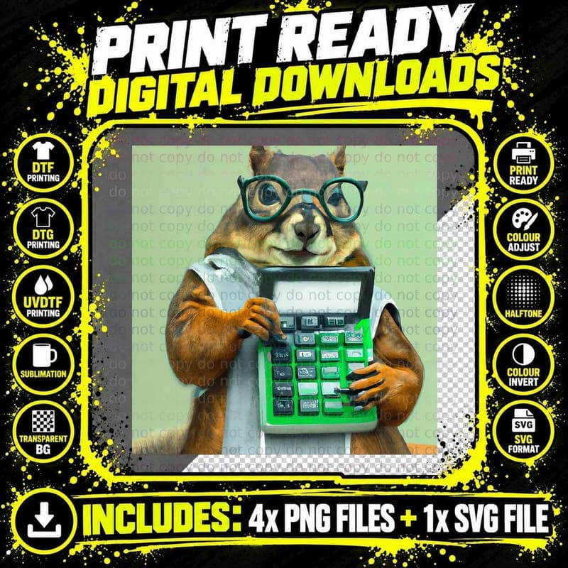 Tax Accountant Squirrel T-Shirt Png SVG Digital Bundle