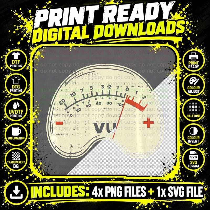 Technician Audio Engineer Vu-Meter Decibel Png SVG Digital Bundle