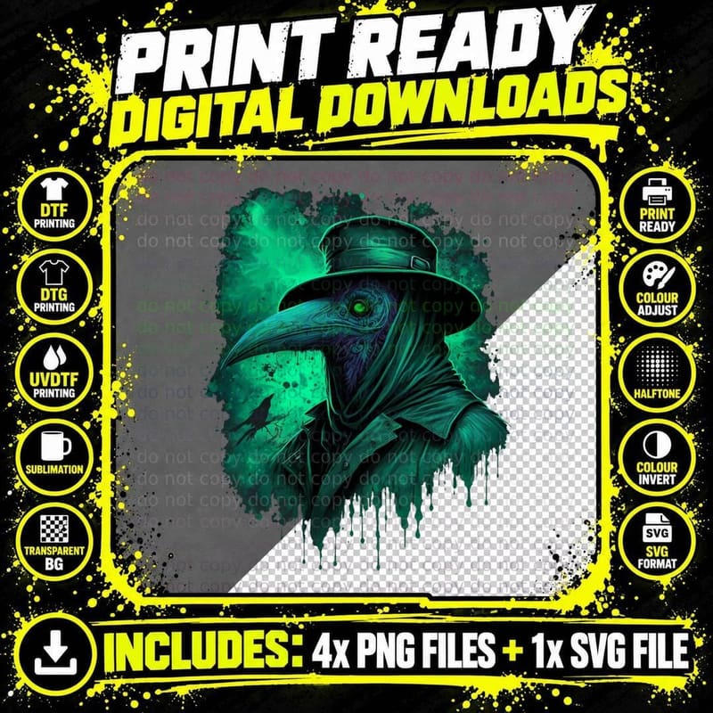 Trippy Plague Doctor T-Shirt Png SVG Digital Bundle