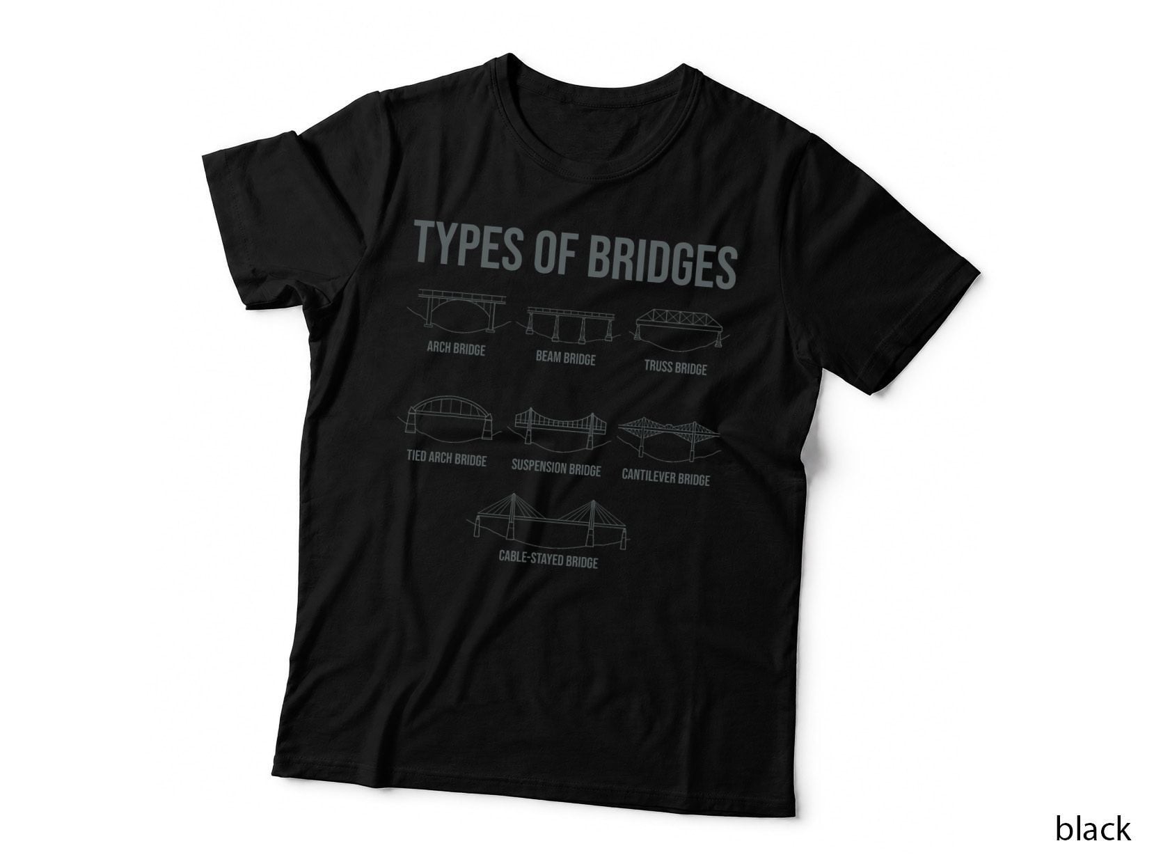 Types of Bridges, Bridge Engineer Gift T-Shirt