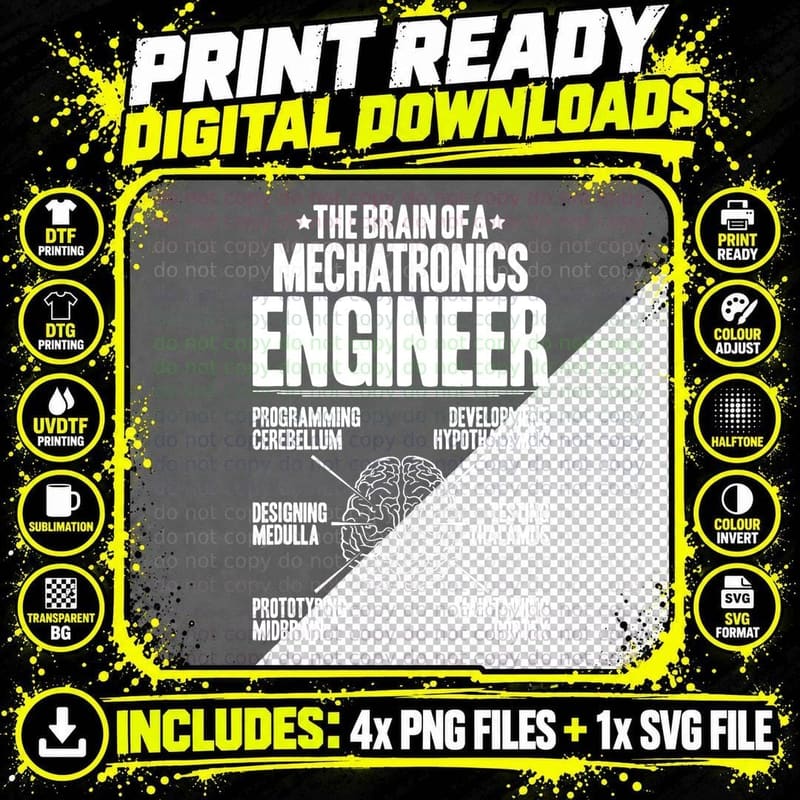 Typical Brain Mechatronics Engineer T-Shirt Png SVG Digital Bundle
