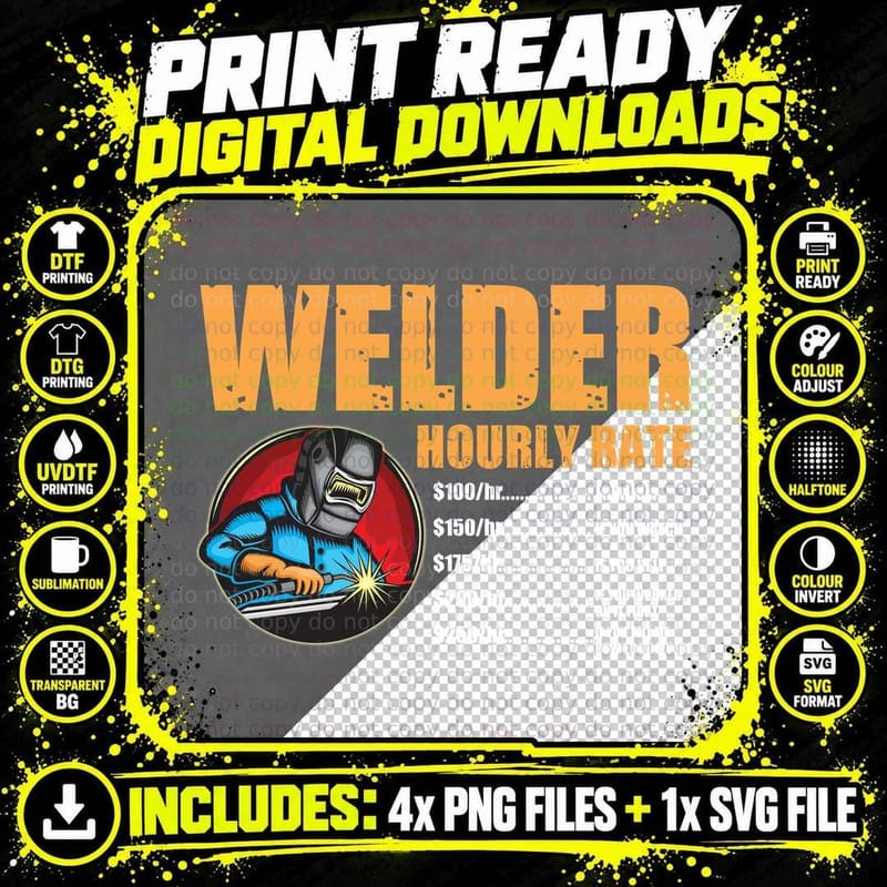 Welder Hourly Rate T-Shirt, Industrial Workwear Png SVG Digital Bundle