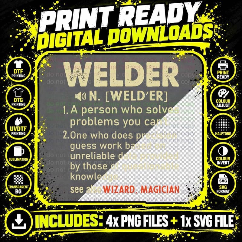 Welder T-Shirt, Welder Definition T-Shirt Graphic Tee Png SVG Digital Bundle