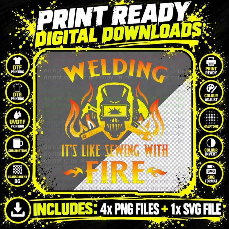 Welding Fire T-Shirt, Industrial Style, Welder Apparel Png SVG Digital Bundle