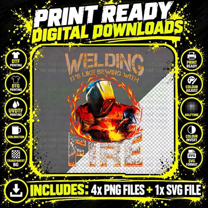 Welding T-Shirt, Industrial Art, Welder Apparel Png SVG Digital Bundle