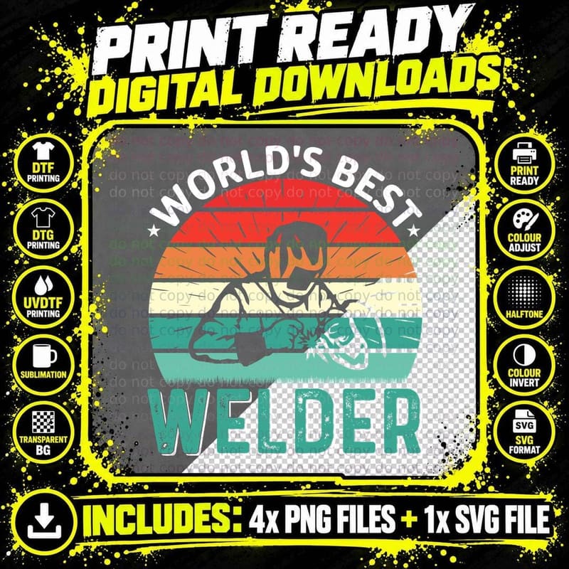 World's Best Welder T-Shirt, Welder Silhouette with Png SVG Digital Bundle