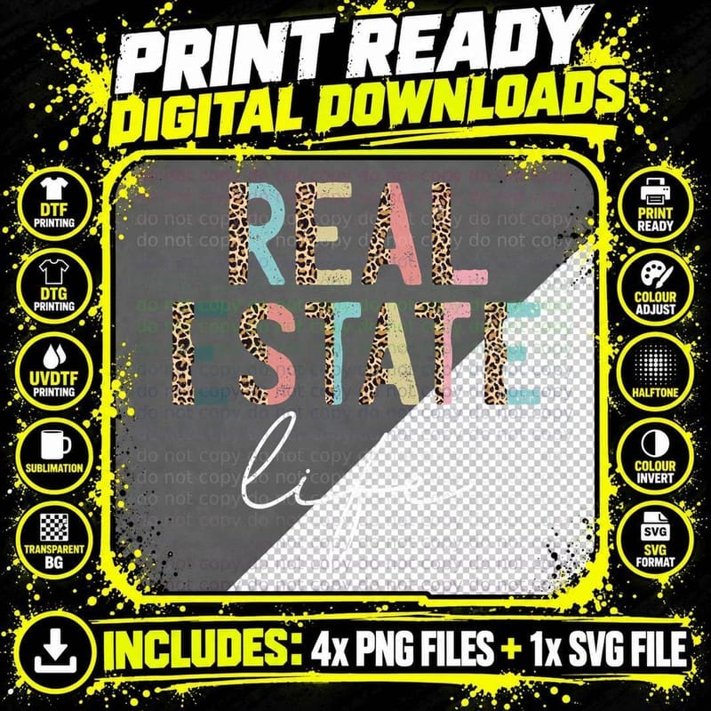 Leopard Real Estate Life Agent Realtor Investor Home Png SVG Digital Bundle