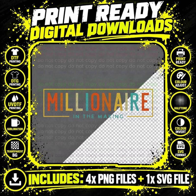 Millionaire in the Making Entrepreneur Hustler Money Png SVG Digital Bundle
