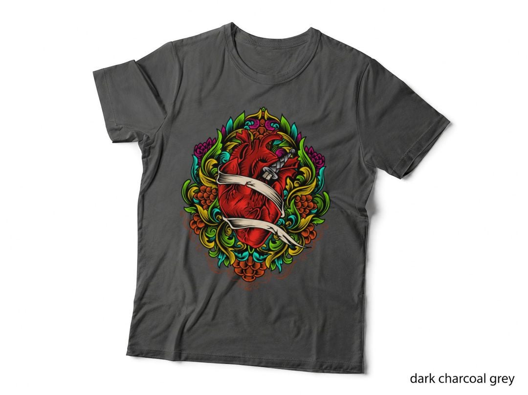 Anatomical Heart Banner Ornament Rainbow Baroque Love Motif T-Shirt