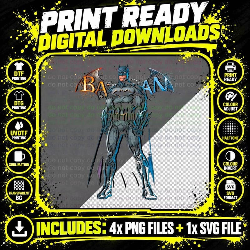 Batman Superhero Character Engraving T-Shirt Png SVG Digital Bundle