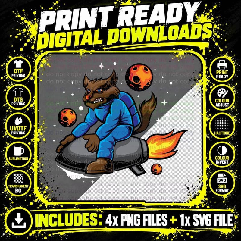 Beast Character with Fireballs Orange T-Shirt Png SVG Digital Bundle