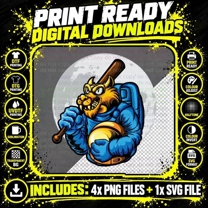 Beast Warrior with Club Moon T-Shirt Png SVG Digital Bundle