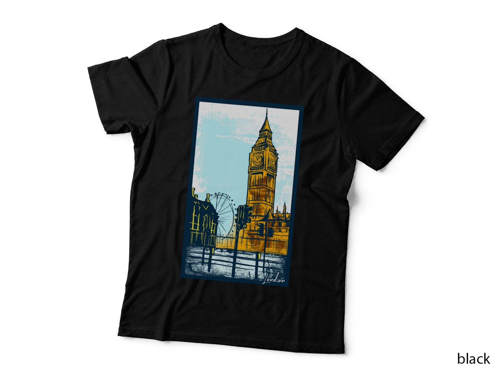 Big Ben London Golden Architecture Tower UK Landmark Scene T-Shirt