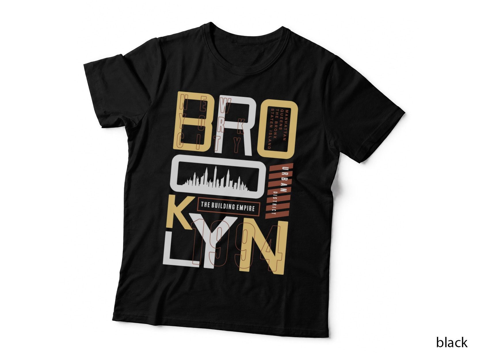 Bro the Building Empire Kyn Geometric Shapes City Skyline Yellow Red T-Shirt