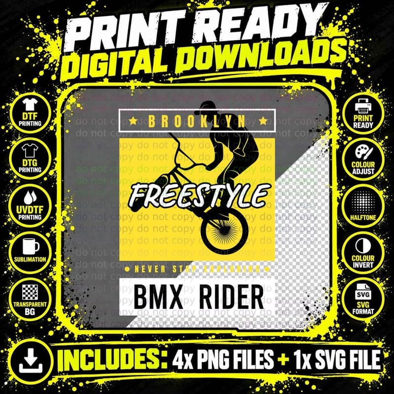 Brooklyn Bmx Freestyle Never Stop Exploring Rider Bike Png SVG Digital Bundle