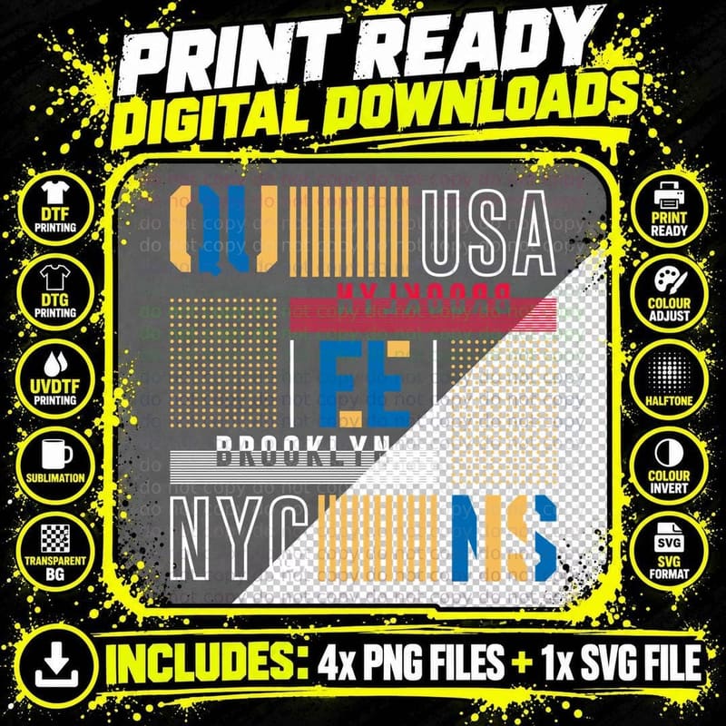 Brooklyn Manhattan Premium Originals Orange White Png SVG Digital Bundle