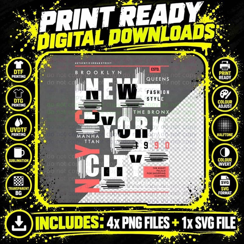 Brooklyn New Queens Fashion Style the Bronx Urban Png SVG Digital Bundle