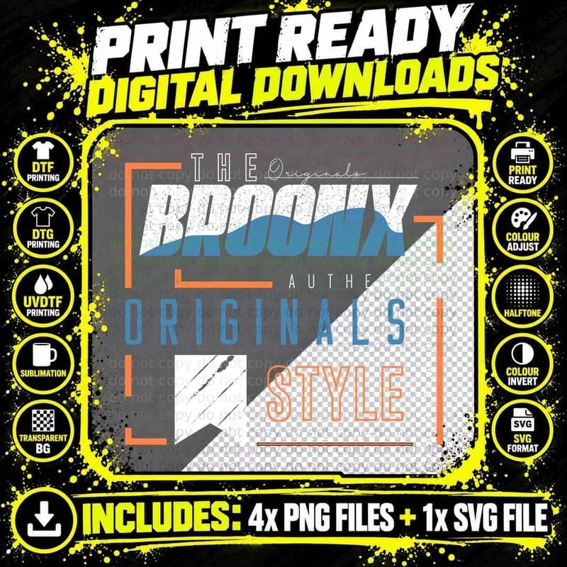 Brooklyn Streetwear Originals Authentic Style Orange Png SVG Digital Bundle