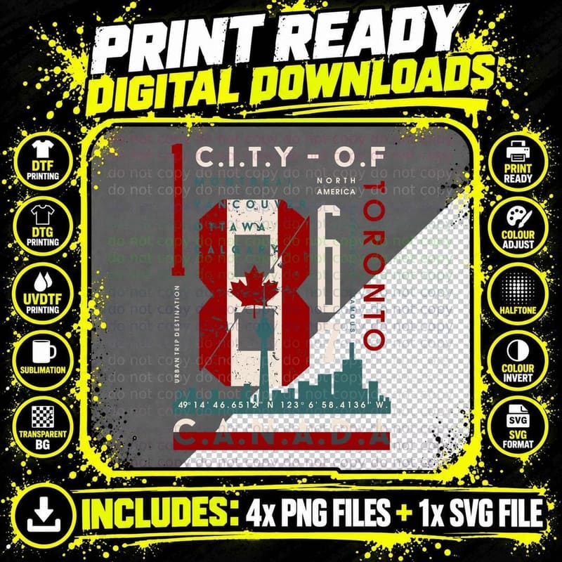 C.i.t.y-O.f Montreal Vancouver Calgary Canadian Flag Png SVG Digital Bundle