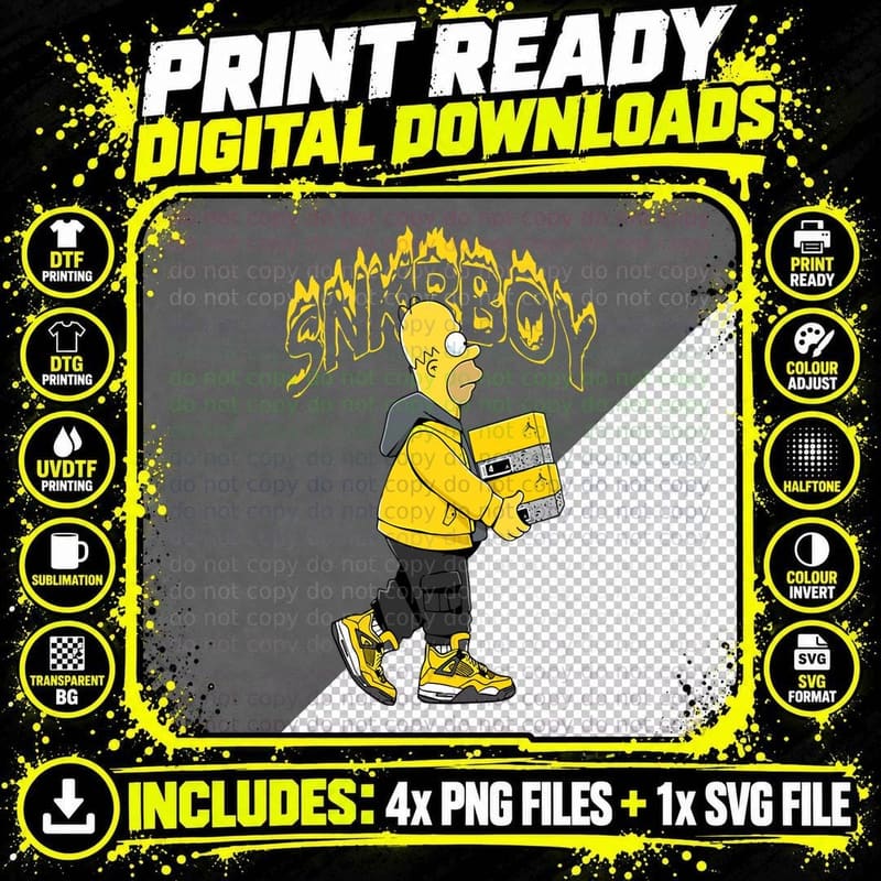 Cartoon Money Character Snapbob Yellow Wealth Streetwear Png SVG Digital Bundle