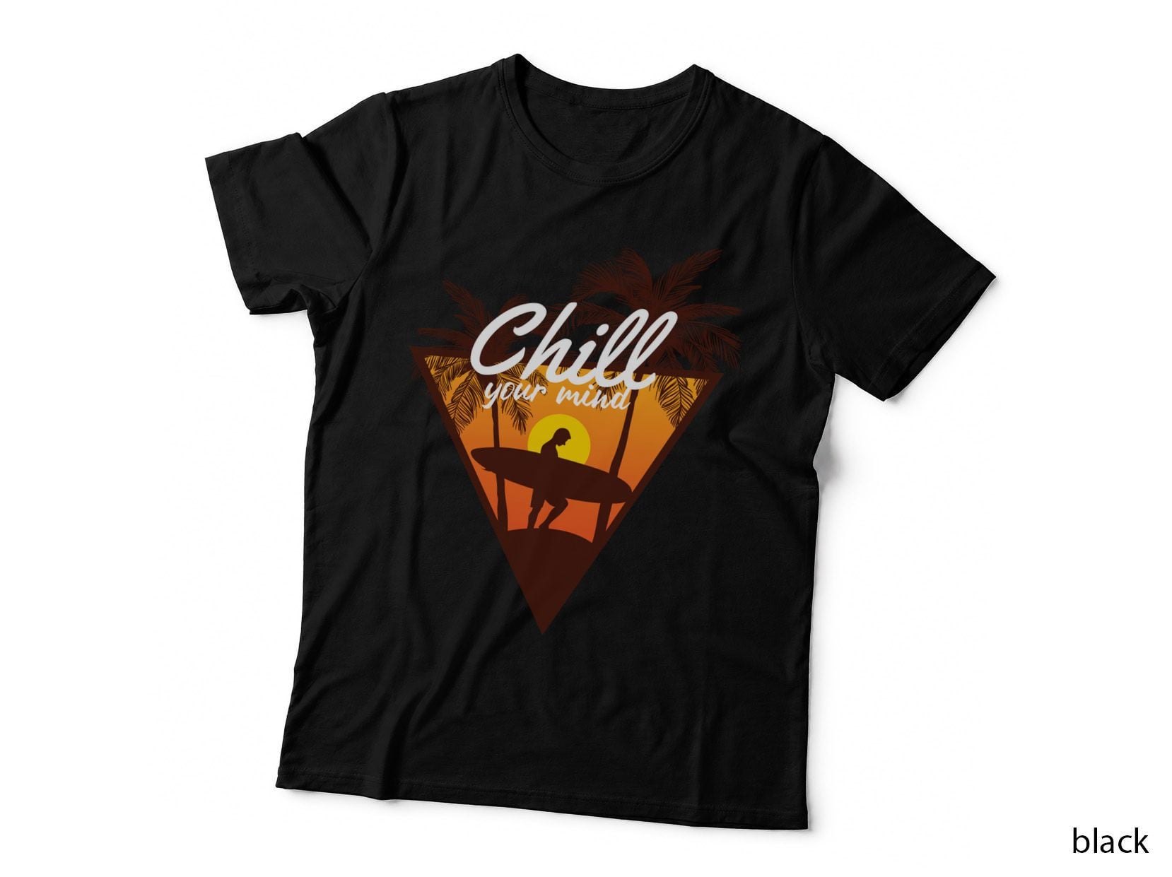Chill Mind Your Surfer Palm Triangle Design T-Shirt