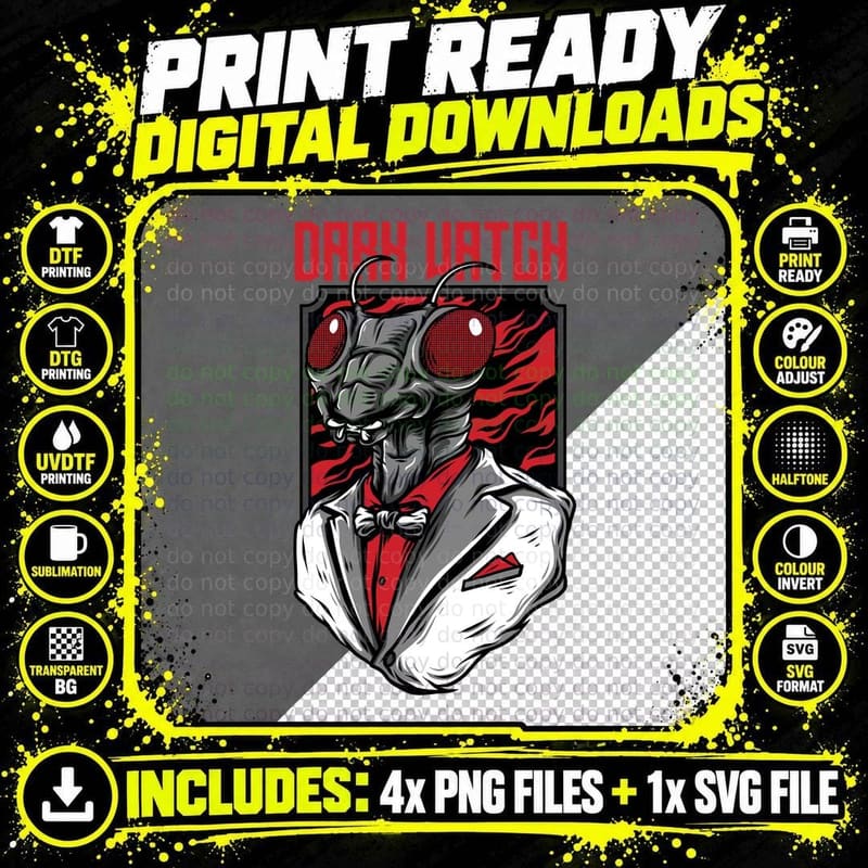 Dark Watch Demon Creature Red Fire Halftone T-Shirt Png SVG Digital Bundle