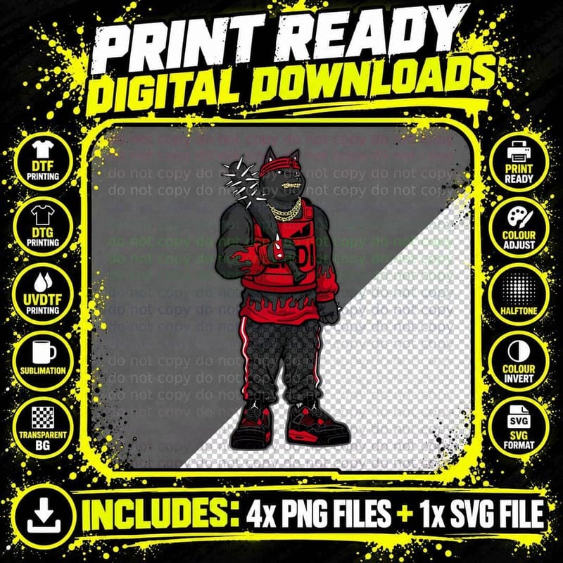 Demon Character Red Chain Necklace Fierce T-Shirt Png SVG Digital Bundle