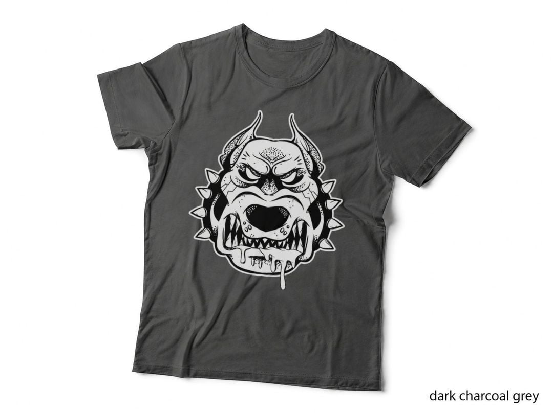 Demon Face White Devil Spikes Horns Angry Illustration T-Shirt