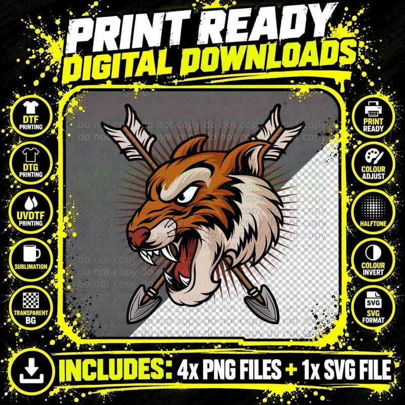 Demon GOAT Brown Horns Spikes Arrows T-Shirt Png SVG Digital Bundle