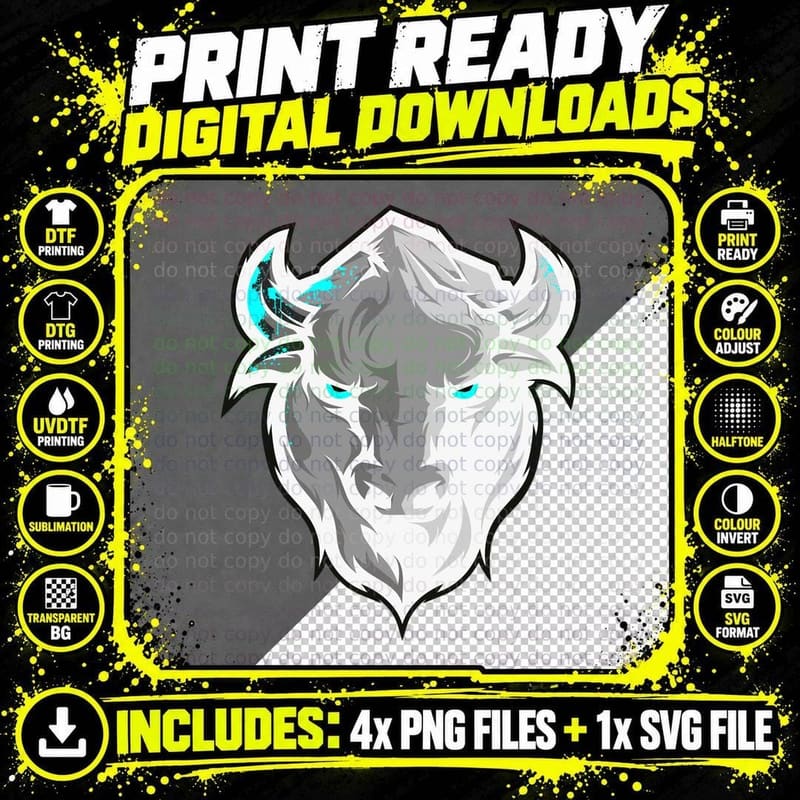 Demon Head Face Red Eyes Horns Evil Mystical T-Shirt Png SVG Digital Bundle