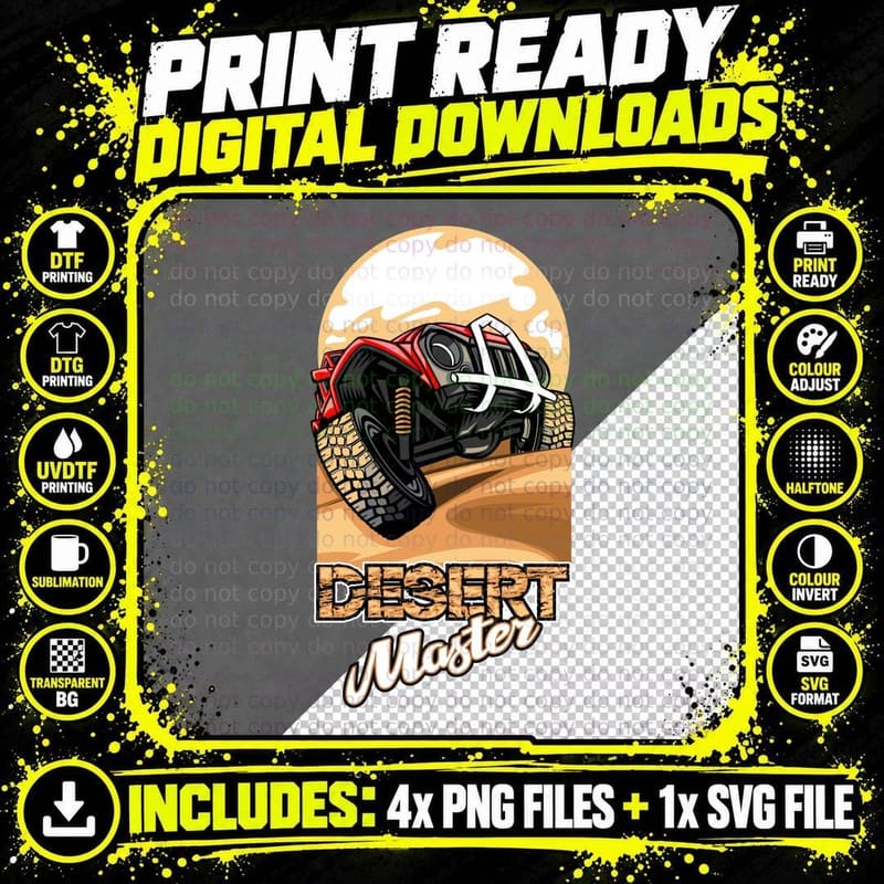 Desert Moder Rider Dune Buggy Sand Off-Road Extreme Png SVG Digital Bundle