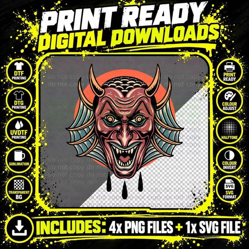 Devil Demon Red Horns Mythology T-Shirt Png SVG Digital Bundle