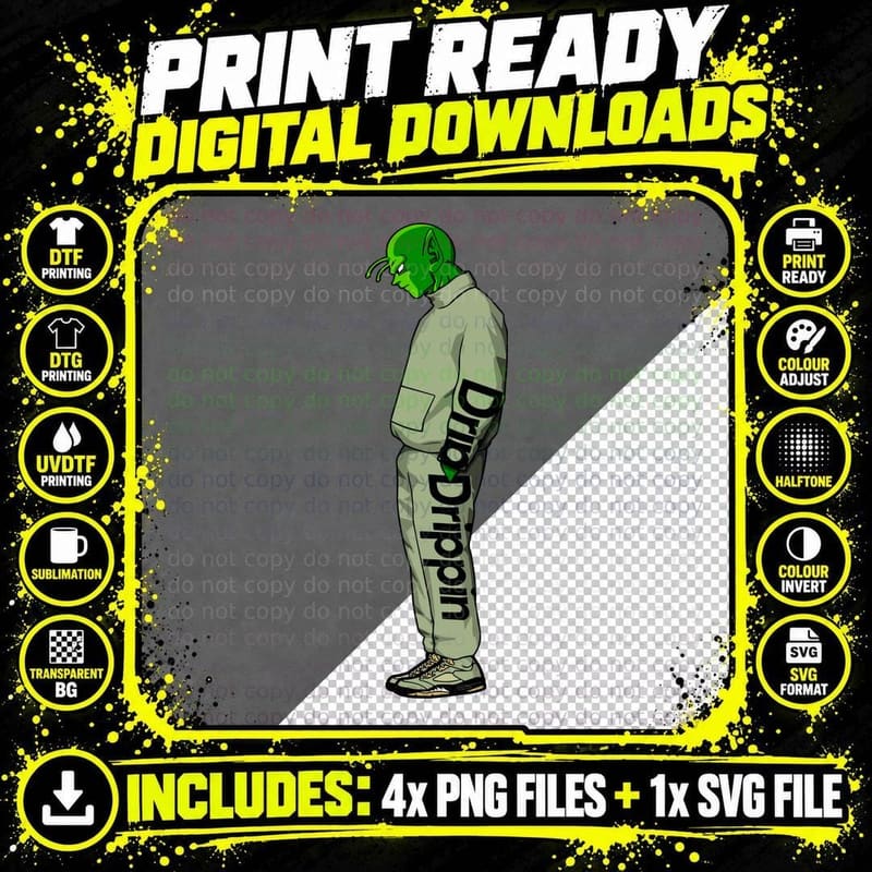Dripdrop Demon Green Character Fashion Cool T-Shirt Png SVG Digital Bundle