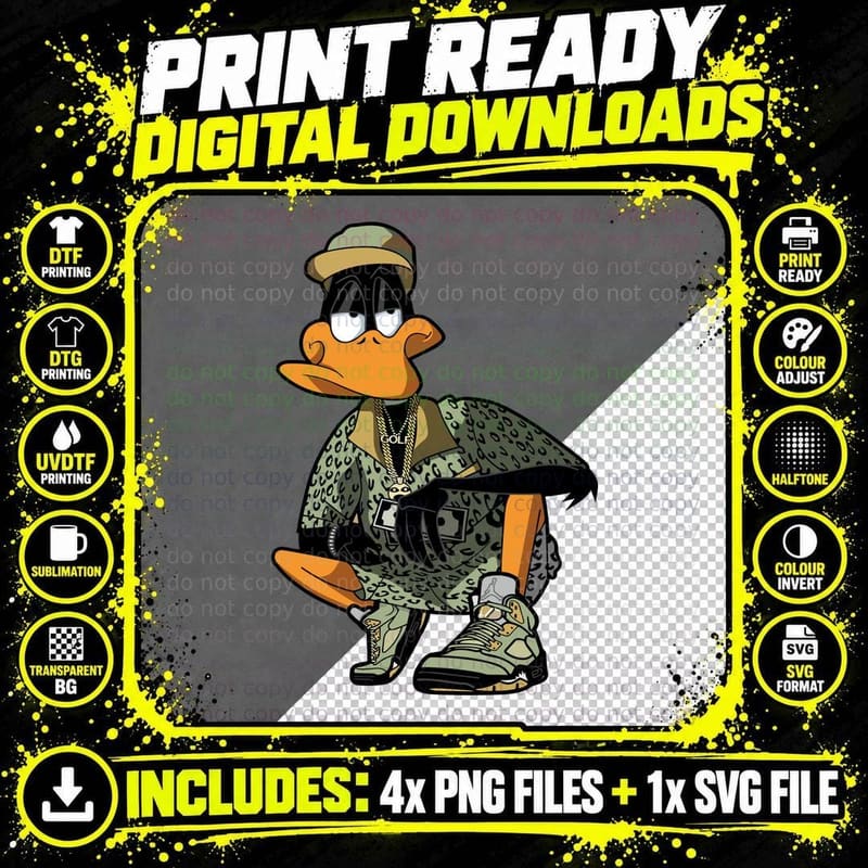 Duck Orange Character Gold Hat Fashion T-Shirt Png SVG Digital Bundle