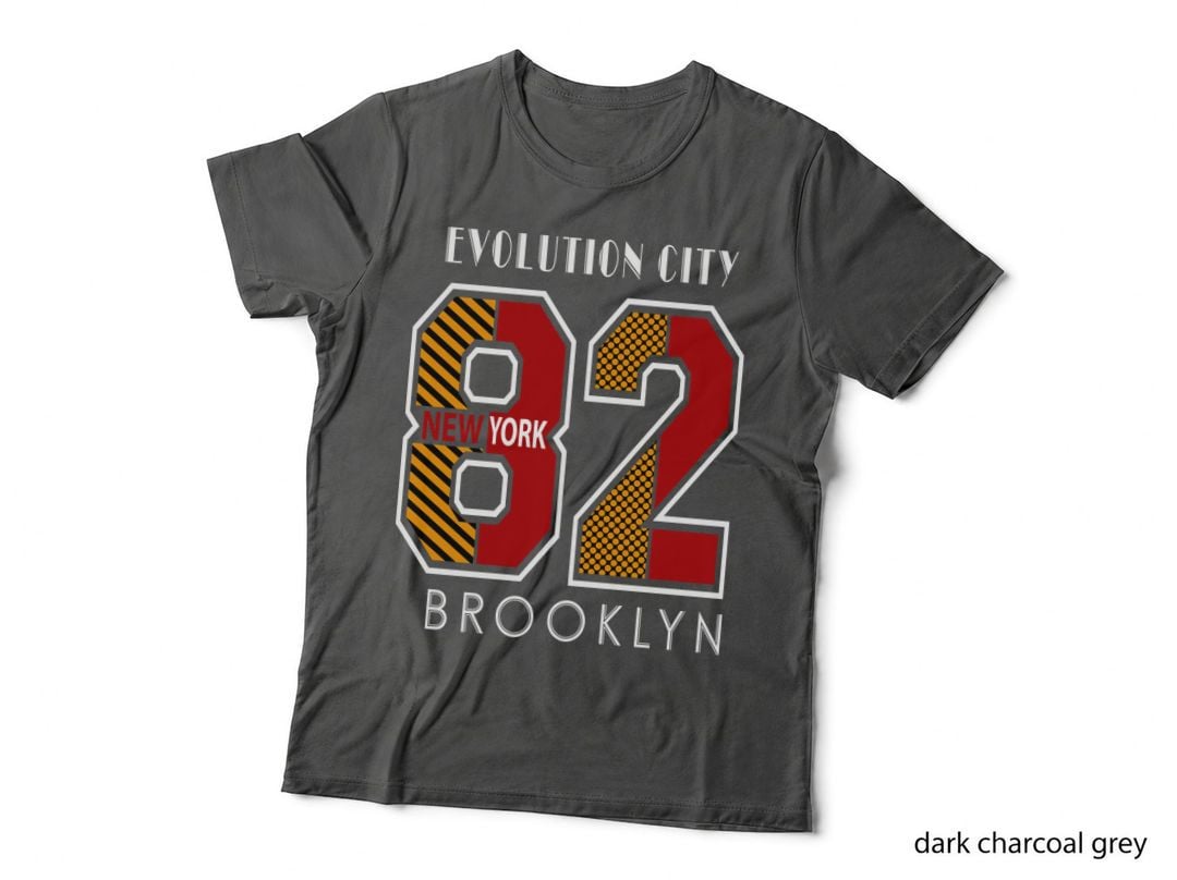 Evolution City New York 82 Brooklyn Geometric Numbers Streetwear Urban T-Shirt
