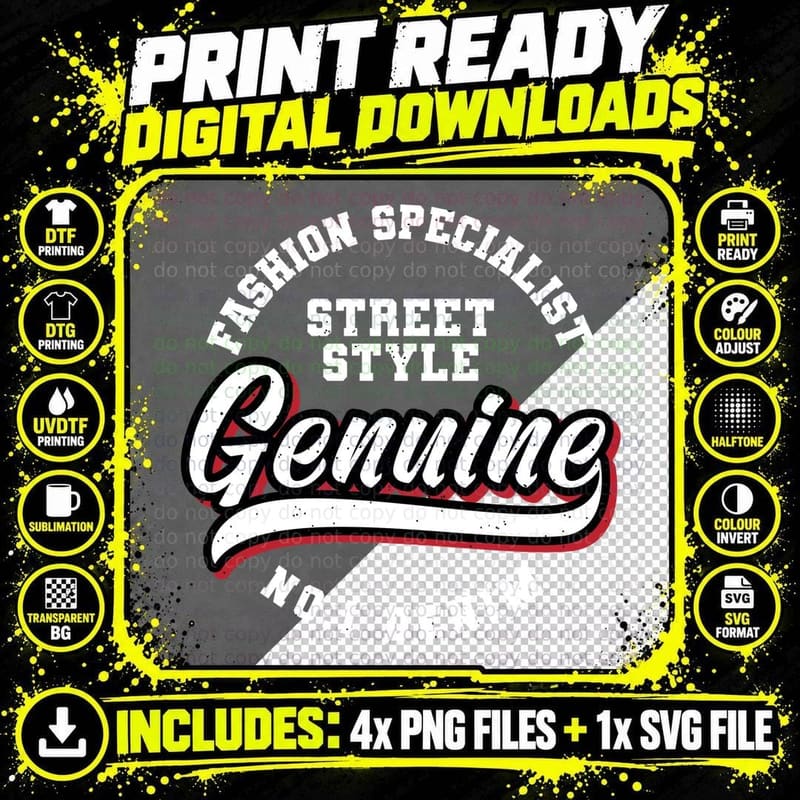 Fashion Specialist Street Style Genuine No.1 Denim Png SVG Digital Bundle
