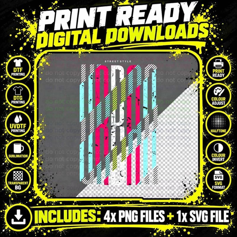 Generation Y2k Geometric Street Style Bright Pink Cyan Png SVG Digital Bundle