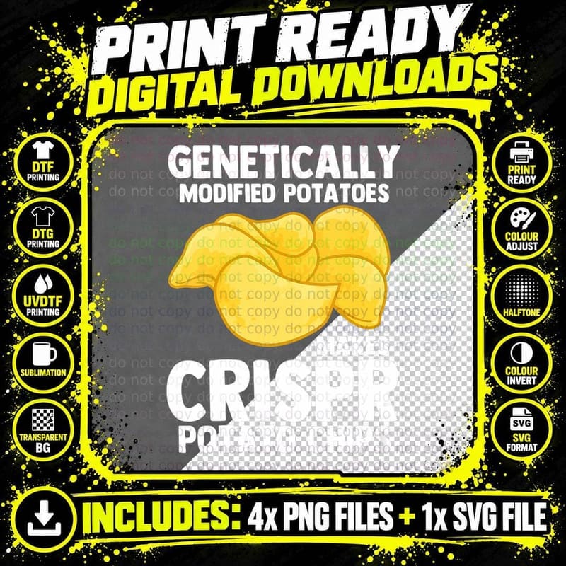 Genetically Modified Potatoes Makes Crispr Potato Chips Png SVG Digital Bundle