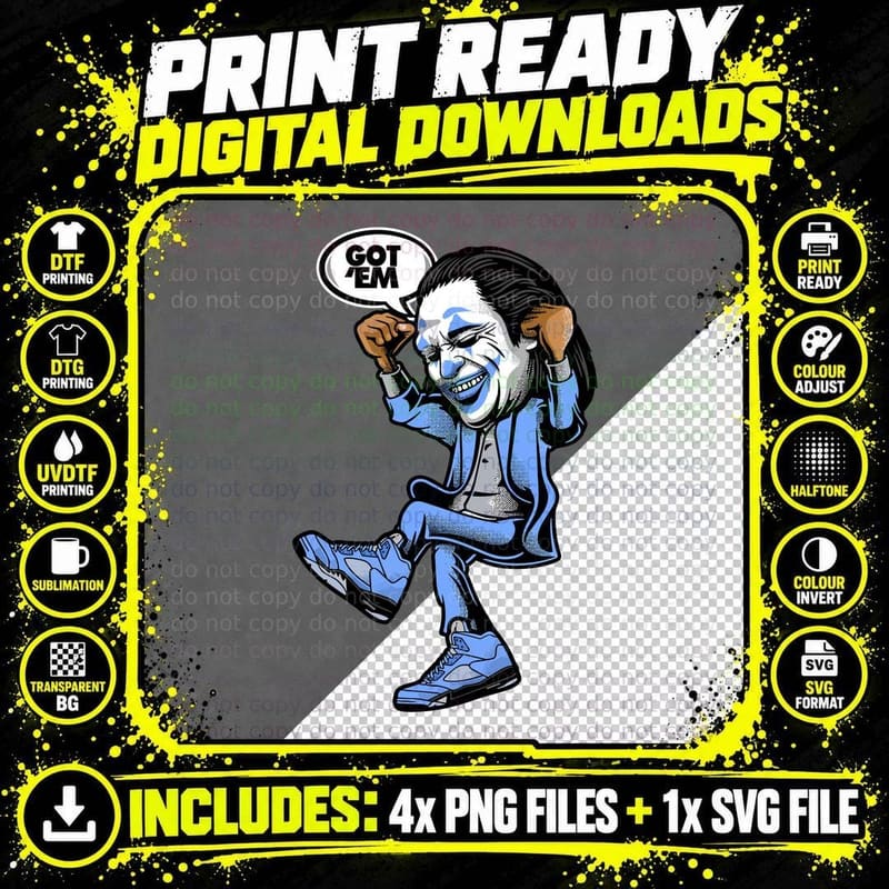 Got 'Em Character Blue Money Cash Streamer Greed T-Shirt Png SVG Digital Bundle
