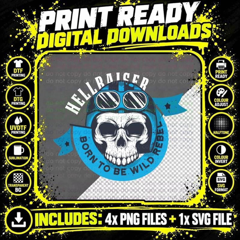 Hellraiser Born to Be Wild Rebel T-Shirt Png SVG Digital Bundle